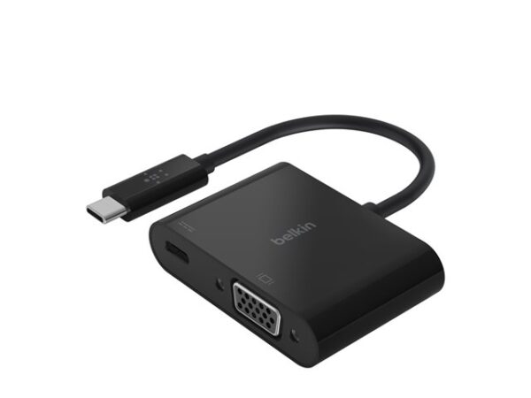 Belkin USB-C to VGA + Charge Adapter - Adaptador de vídeo - 24 pin USB-C macho a HD-15 (VGA), USB-C (solo alimentación) hembra